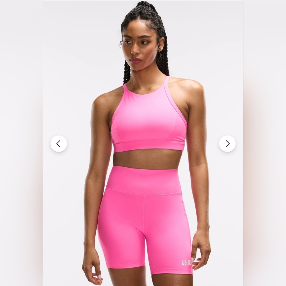 NWT! Peloton Cadent Racer Front Hot Pink Sports Bra! W- Sz. M! (V22)